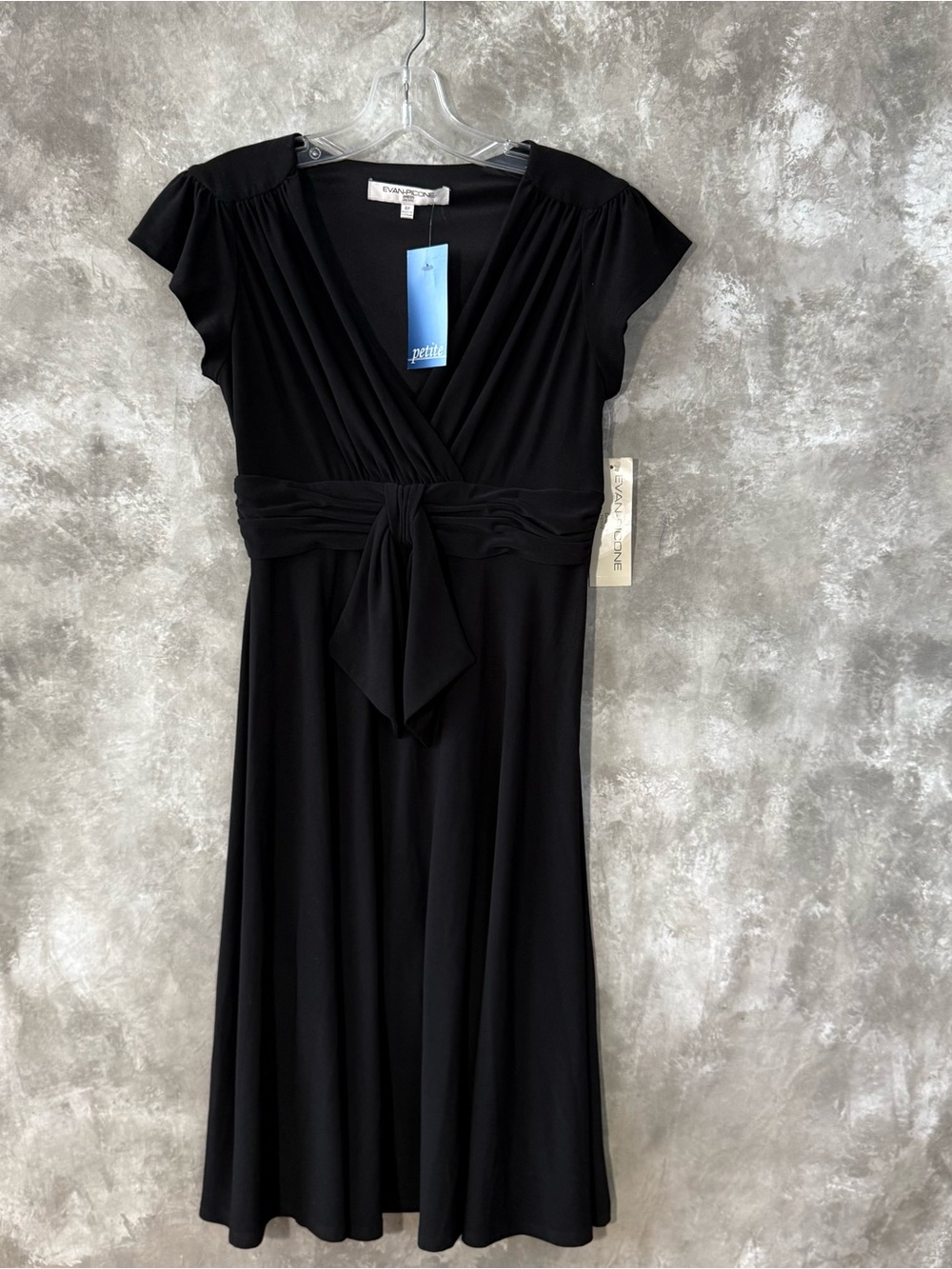 Evan Picone Black Knot-Waist V-Neck Midi Dress (love 24)